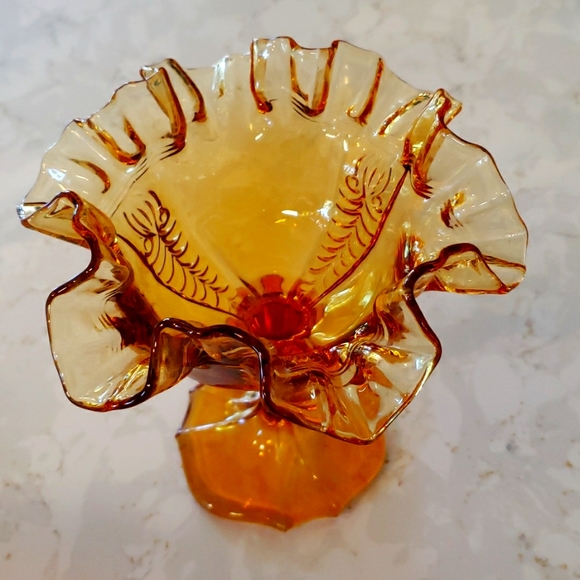 Other Vintage Amber Stemmed Fluted Candy Dish Poshmark